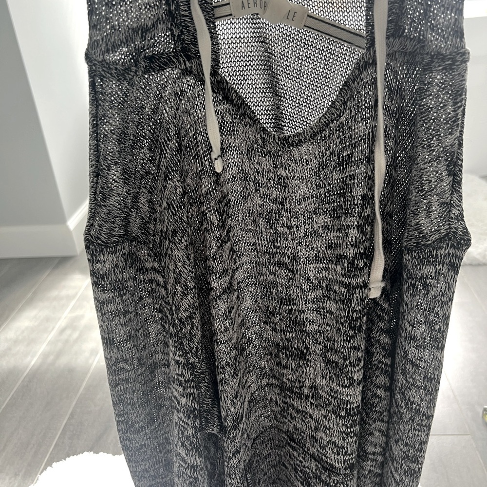 Aeropostale Black and White Cowl Neck Sweater Hoodie. Airy w beautiful accent - Picture 10 of 15